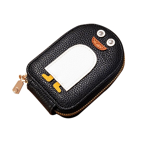 1X Tecknad Pingvin Visitkortshållare PU Myntbörs P1F7 2024 Söt Plånbok S8H6 black ONE-SIZE