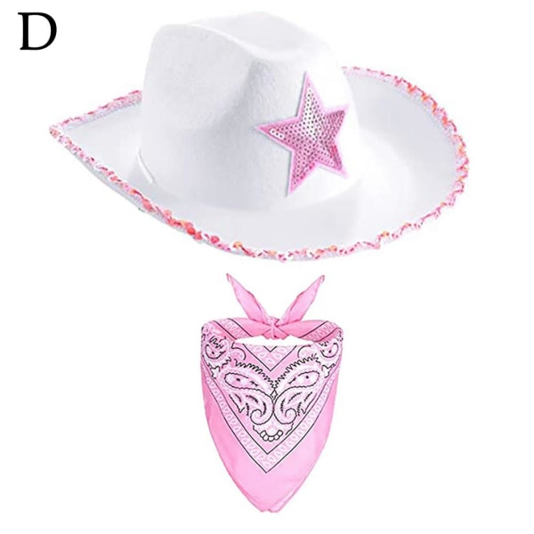Rosa Cowboyhatt Och Bandana Western Cowgirl Fancy Dress Kostym Pentagram one-size