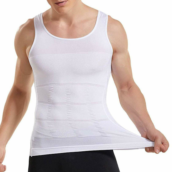 Slimming Stretchy Shapewear Vest Skjorta för män Sportkompression white L