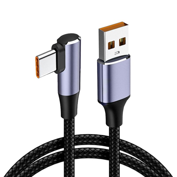 Datalinje rätvinkel USB C till USB Typ C-kabel Snabbladdning 12 blackC 200cm