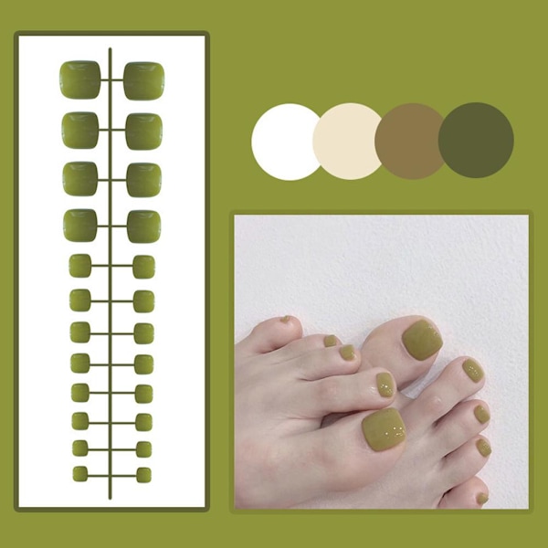 Falska Tånaglar Fransk Fyrkantig Full Täckning Naken Akryl Tånagel Rosa Falsk Nagelkonst O1v5 style 10 24pcs