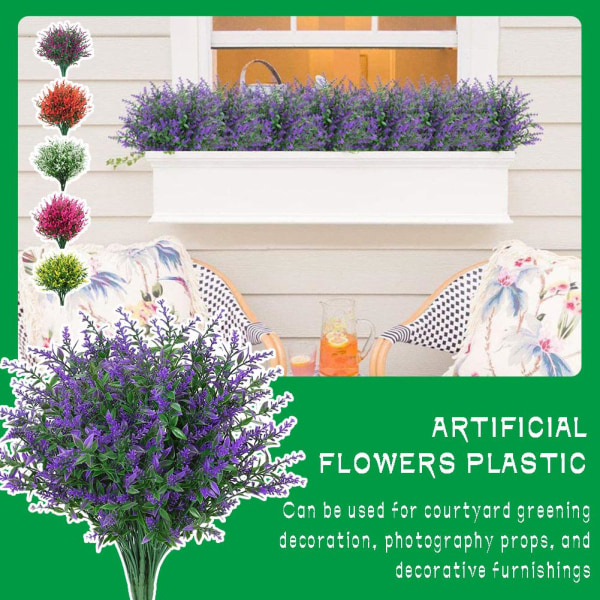 Konstgjorda blommor Plast falska växter In/Outdoor Home Garden De purple One-size