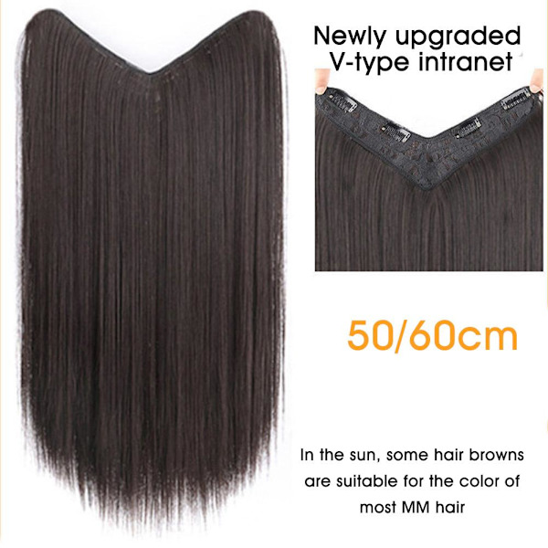 Hårförlängning Lång Rak Clip In One Piece Färg Syntetisk Hårstycke Lo A2F6  light brown 60CM