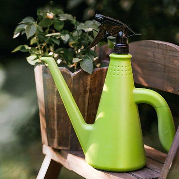 2 i 1 Vattenkanna med Spruta, 1 L Plast Dubbelverkande Sprin Green 1pcs