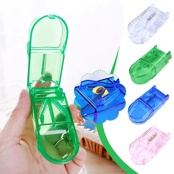 PandaXun Pillerskärare och Delare med Förvaring, Flera Piller Cu green 1pcs