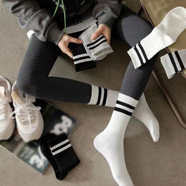 Mellanhöga Strumpor Ren Bomull Casual Sport Långa Strumpor Ins Trendiga White 1 set
