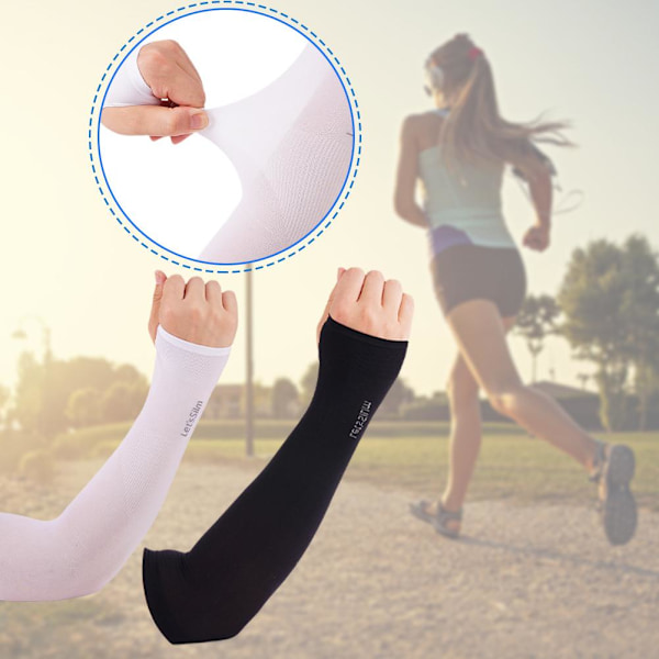 Kylärmar för armar, sport, UV-skydd, fysiskt solskydd, utomhus white one-size