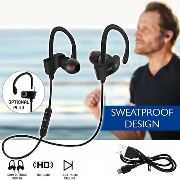 56S Bluetooth Trådlösa Hörlurar Sportiga Löpning Öronproppar Hand- black one-size