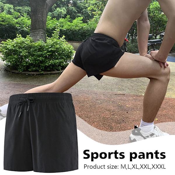 1x Fitness Men Short Sports Quick Dry Running Svarta korta byxor blackL XXL