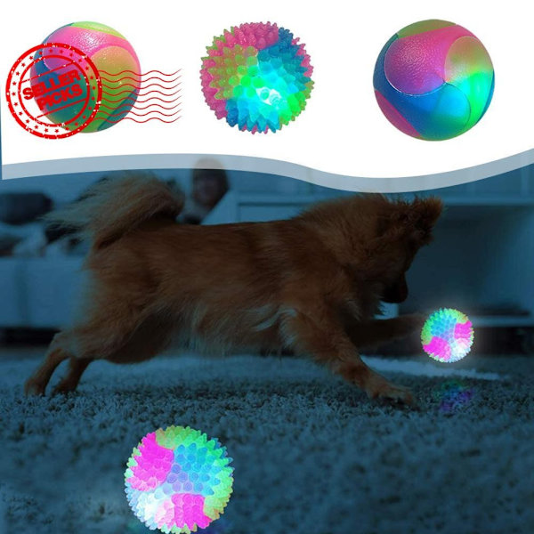 Kreativt Lysande Leksaksboll för Husdjur Hund Leksak Ljud Rolig Hund Barn Studsboll Leksak F5w1 large ball glossy 7cm