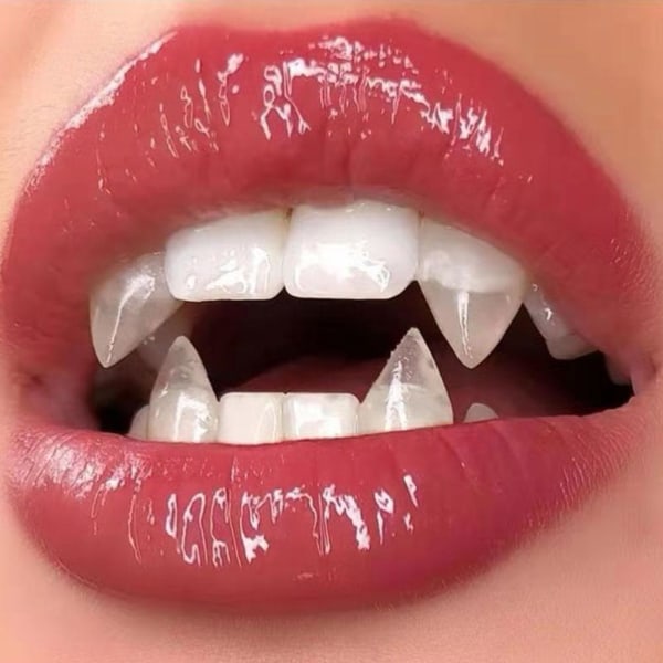 NYHET Vampyr-Tänder Fake Fangs Protes Halloween rekvisita Kostym Glu 19mm one-size