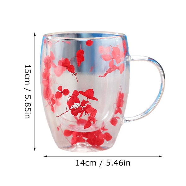 Torkad blomma glaskopp dubbelskiktsglas behåller värmeisolering med hand G8W6 Red 350ml