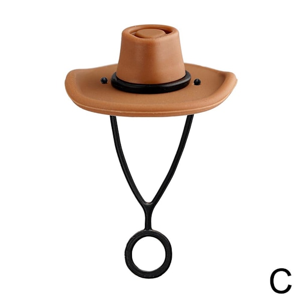 Sugrörsskydd, Silikonsugrörstopp, Silikon Cowboyhatt Sugrör brown one-size