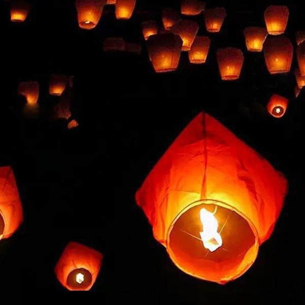 10 st Önskelyktor Kongming Lykta Ballonger Släpp i Himmelen Minnes Fe Red 10 pcs
