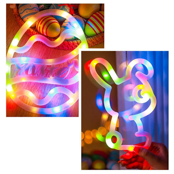 1 st Påskfönsterlampor Hängande Kanin Inomhus LED Sugkopp Hängande Lampa H7 egg Colorful light