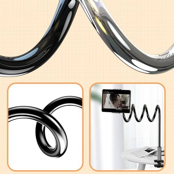 Mobiltelefonhållare för sängen Flexibel Lång Arm Mobiltelefonstativ ` ъ> H1B9 138 black flat 1set