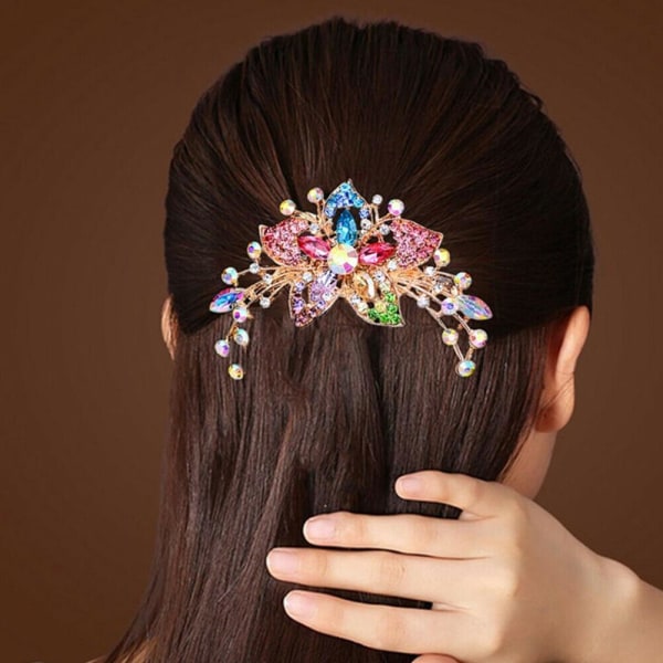 Elegant Dam Rhinestone Inlagd Blomma Hårkam Hårnål Huvudbonad Hot C5 J4 J5O8 null D