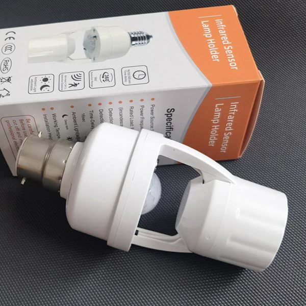 1x E27 Lampa Glödlampa PIR Rörelsesensor Aktiverad Sockel Adapter