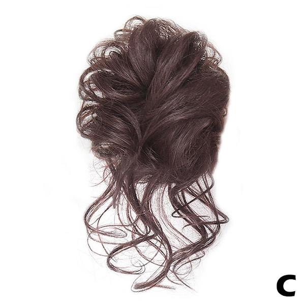 Lockig Messy Bun Hårstycke Scrunchie Upprullad Hårknut Hästsvans-Hårförlängningar Äkta som mänskligt hår black one size