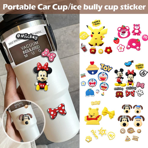 Ice Bully Cup Sticker Vattenkopp Mjukt gummitillbehör Mickey 1set