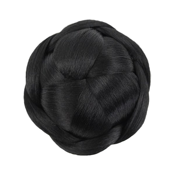 Syntetiska hårförlängningar flätade chignon svart bruna falska bullar för  2# 12cm