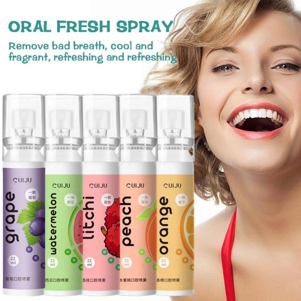 Fresh Breath Freshener Oral Spray Deodorant Litchi Peach Flavor grapes one size