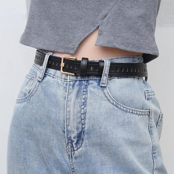 NYA Trendiga läderbälten för damer Spänne Midja Casual Mode Black One size