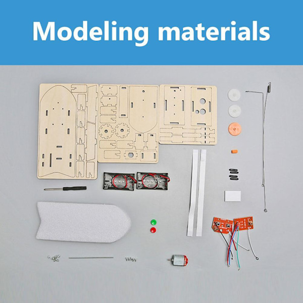 Kreativ DIY Träbåtsmodell Pedagogisk Undervisningssats Fjärrstyrd Båt för Barn J9F2