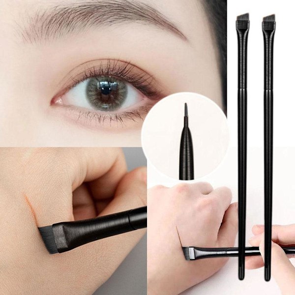 Ultratunn Professionell Sminkverktyg Portabel Liten Vinklad Ögonbrynsborste Eyelinerborste Ögonbryns Eyelinerborste blackA A101