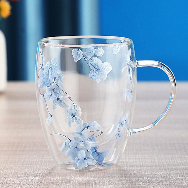 Torkad blomma glaskopp dubbelskiktsglas behåller värmeisolering med hand G8W6 Red 350ml