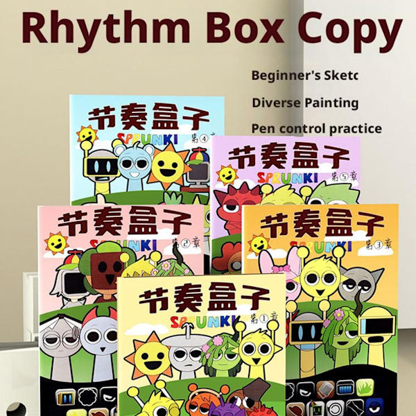 Sprunki Rytm Box Barn Handritningsbok Spårningsbok Grundläggande Introduktionsmålningsbok Målarbok För D2u8 D One size