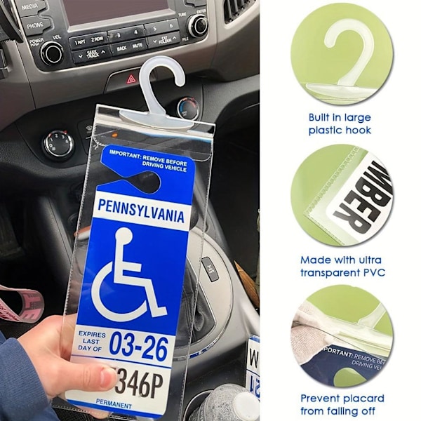 Handikappskylthållare för bil, skydd för parkeringstillstånd, transparent skydd för parkeringsskylt, universella biltillbehör för handikapparkering AA 1pcs