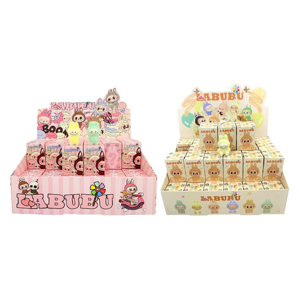 Tecknad Labubu Resin Flocking Docka Blind Box Hänge Söta Bokväska Tillbehör Skrivbord Söta Roliga Små Ornament First generation 1pcs