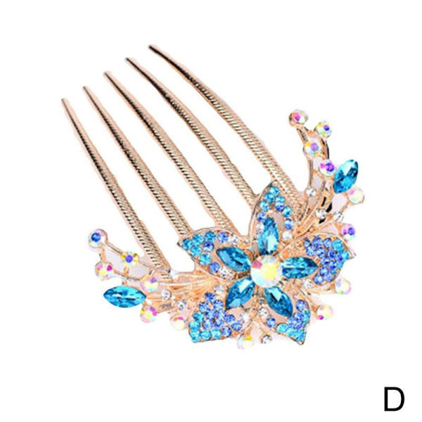 Elegant Dam Rhinestone Inlagd Blomma Hårkam Hårnål Huvudbonad Hot C5 J4 J5O8 null D