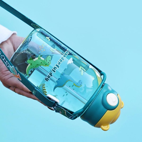 650ml Portabel Vattenflaska Med Sugrör Fri BPA Läcksäker Skolvattenflaska För Barn  green 500ml