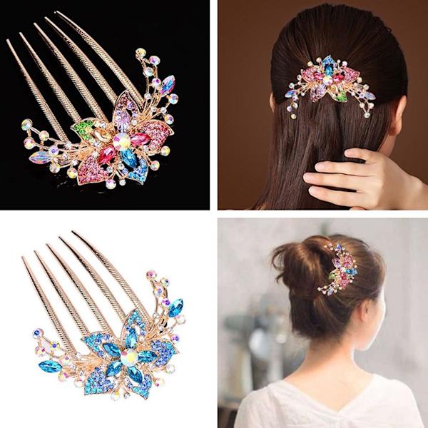 Elegant Dam Rhinestone Inlagd Blomma Hårkam Hårnål Huvudbonad Hot C5 J4 J5O8 null D