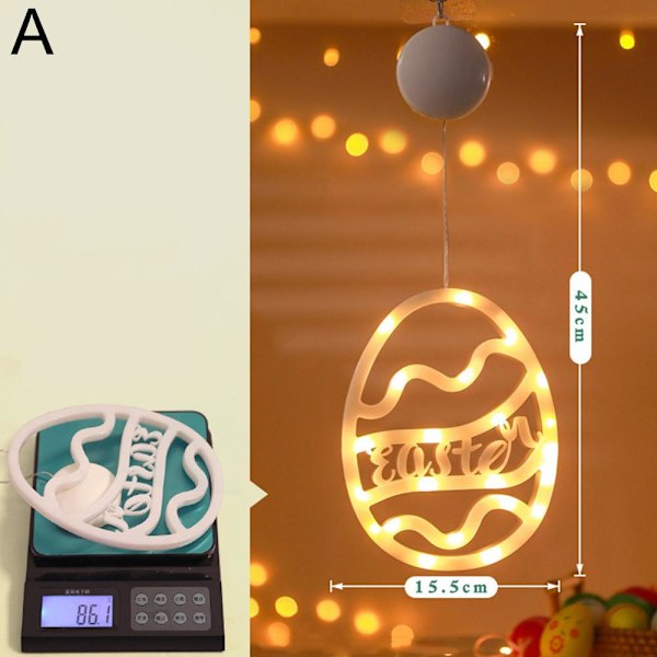 1 st Påskfönsterlampor Hängande Kanin Inomhus LED Sugkopp H egg Warm light