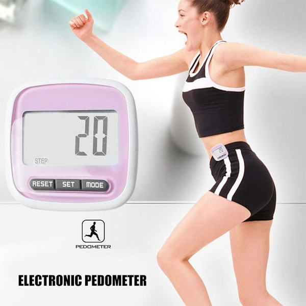 Digital stegräknare för promenader stegräknare med klämma stor skärm pink onesize