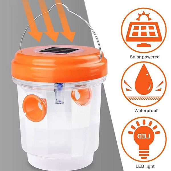 Solardriven getingfälla lampor Vattentät Utomhus Hängande Fälla Bi Hornet! orange onesize