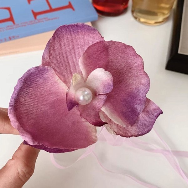 Koreansk version av Phalaenopsis orkidé tofs streamer för kvinnor med hög hästsvans accessoar O1 red one-size