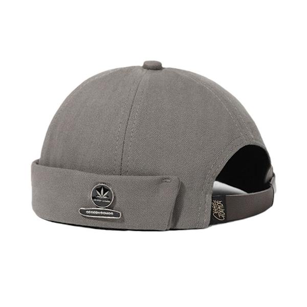 Unisex Justerbar Skallehatt Keps Casual Docker Sjöman Kantlös grey one-size