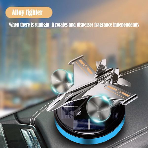 Solar Car Air Freshener Flygplan Dashboard Roterande flygplan Fra Silver+Silver 1set