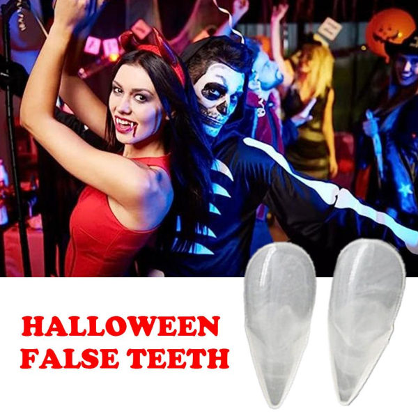 NYHET Vampyr-Tänder Fake Fangs Protes Halloween rekvisita Kostym Glu 19mm one-size