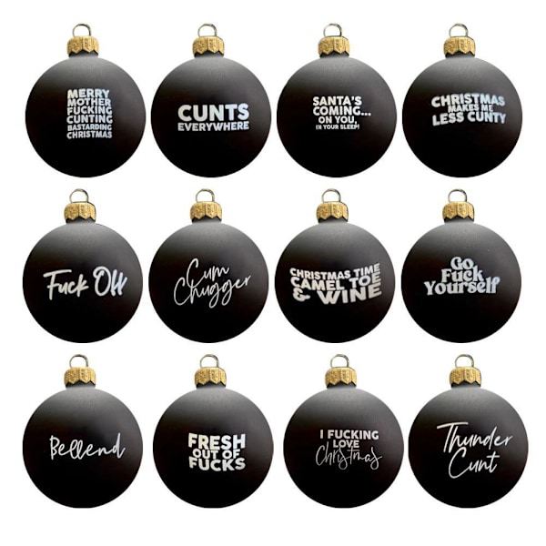 Svordomsfull Julgranskule-Bundle - 12x Roliga Juldekorationer, Julgranskulor I2L4 black 1set