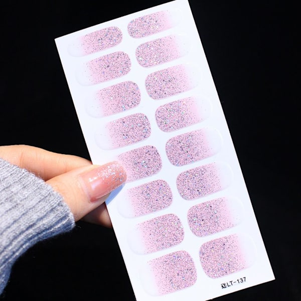 Glitterpulver Nagelsticker färggradient hopp vattentät finge LT-125 16pcs