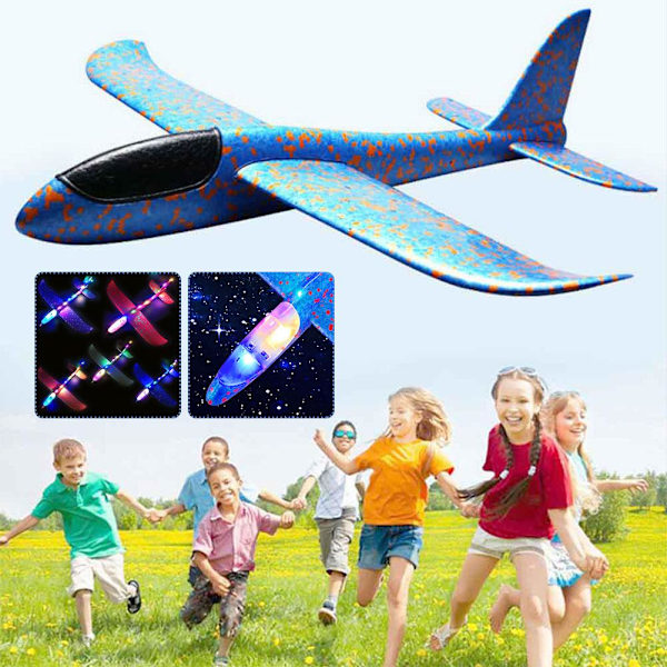 Stor LED-blixt Foam Plane Glider Hand Kasta Ljus Tröghet AirPla red one-size