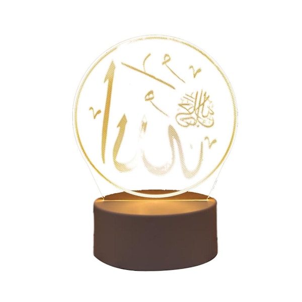 Ramadan Eid Mubarak LED Ljus Trä Ornament Nattlampa T C 1pcs