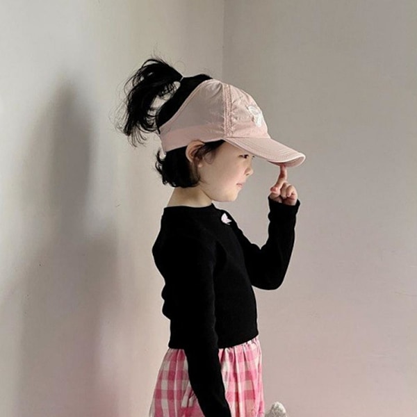 Solhatt för barn i koreansk stil med rosett, mjuk skugga, ingen topp för stranden Beige One size