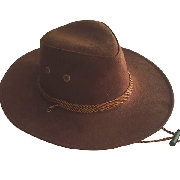 Hjortskin Sammet Hatt Herr Stor Fjäder Fjäder Dun Western Rop brown 58-60cm