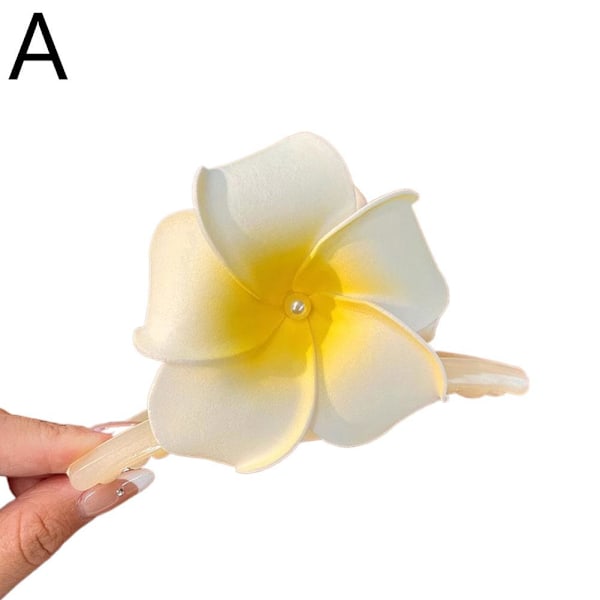 2025 Ny Bohemisk Gul Plumeria Blomma Pärla Hårprydnad Hårklämma YellowA One flower
